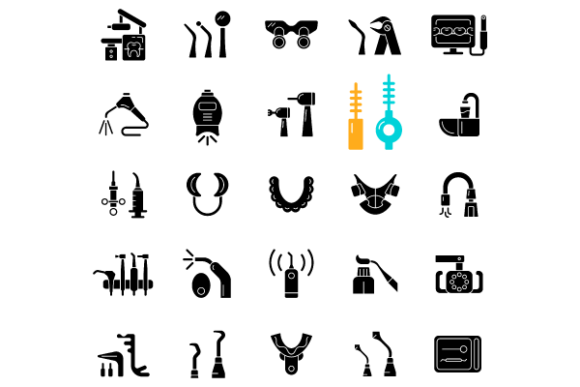 Dentistry Tools Glyph Icons Embroidery Review
