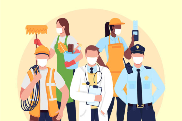 Essential Workers Flat Illustration: An Embroiderer’s Review