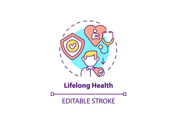 Lifelong Health Concept Icon: Embroidery Design Review
