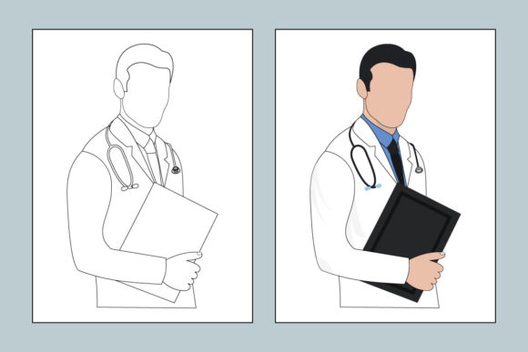 Male Doctor Coloring Book Line Art: Embroidery Review