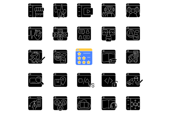 Online Platforms Glyph Icons Bundle: Embroidery Review