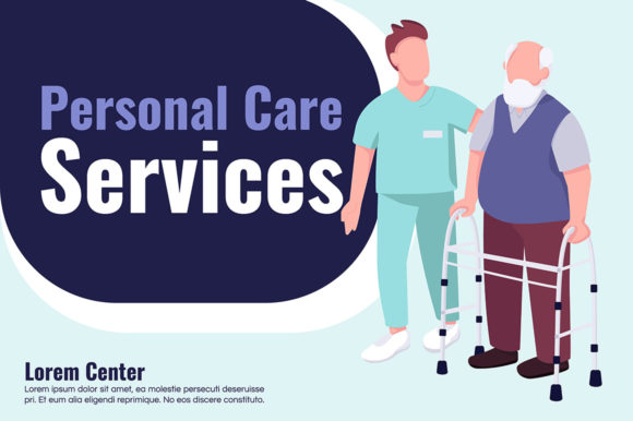 Personal Care Service Banner Flat Vector