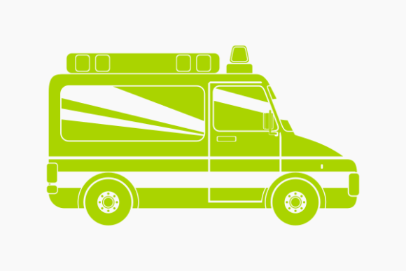 Side View Flat Monochrome Ambulance Car: A Designer's Take
