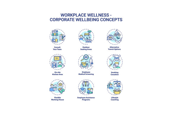 Workplace Wellness Concept Icons Set